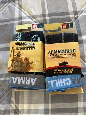 Duluth Trading Co Armachillo Boxer Briefs in Black with Blue Waistband Accents